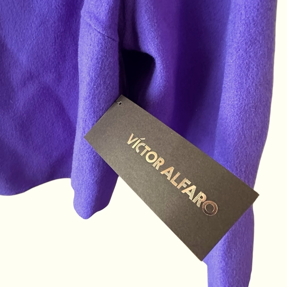 Victor Alfaro Designer Purple Wool Sweater Cardigan Drape Coat Jacket Shaw 18W - Picture 8 of 11